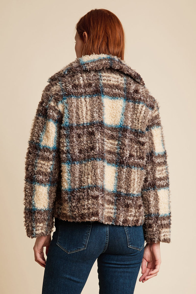 ERICA PLAID FAUX SHERPA JACKET