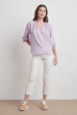 MATILDA POSITANO EYELET PEASANT BLOUSE