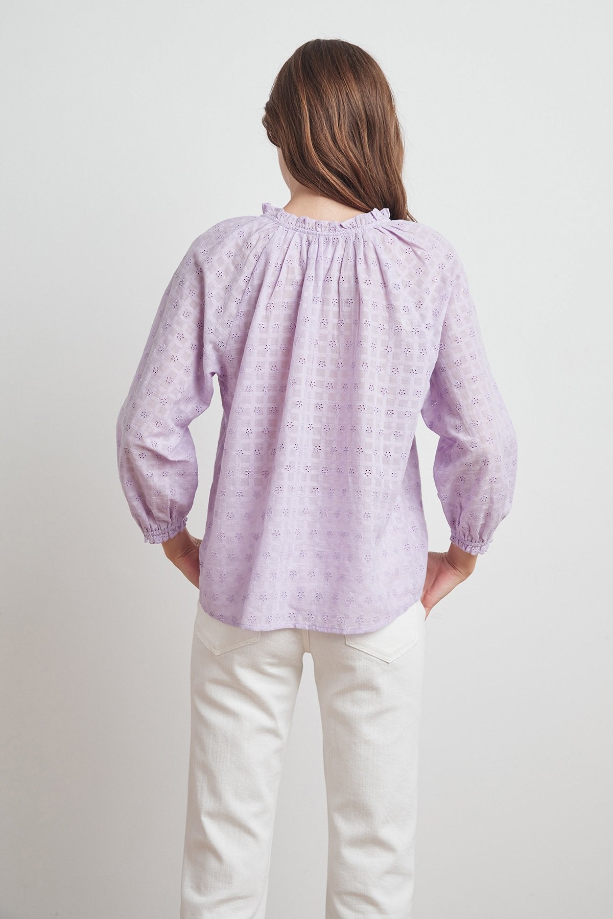 MATILDA POSITANO EYELET PEASANT BLOUSE