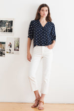 KADEN POLKA DOT BUTTON UP BLOUSE