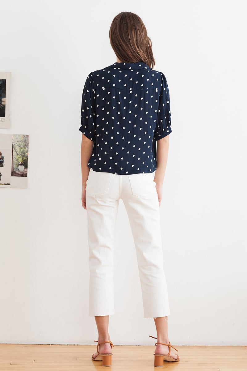 KADEN POLKA DOT BUTTON UP BLOUSE