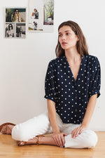 KADEN POLKA DOT BUTTON UP BLOUSE