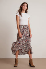 WILLA FLORAL CHALLIS MIDI SKIRT