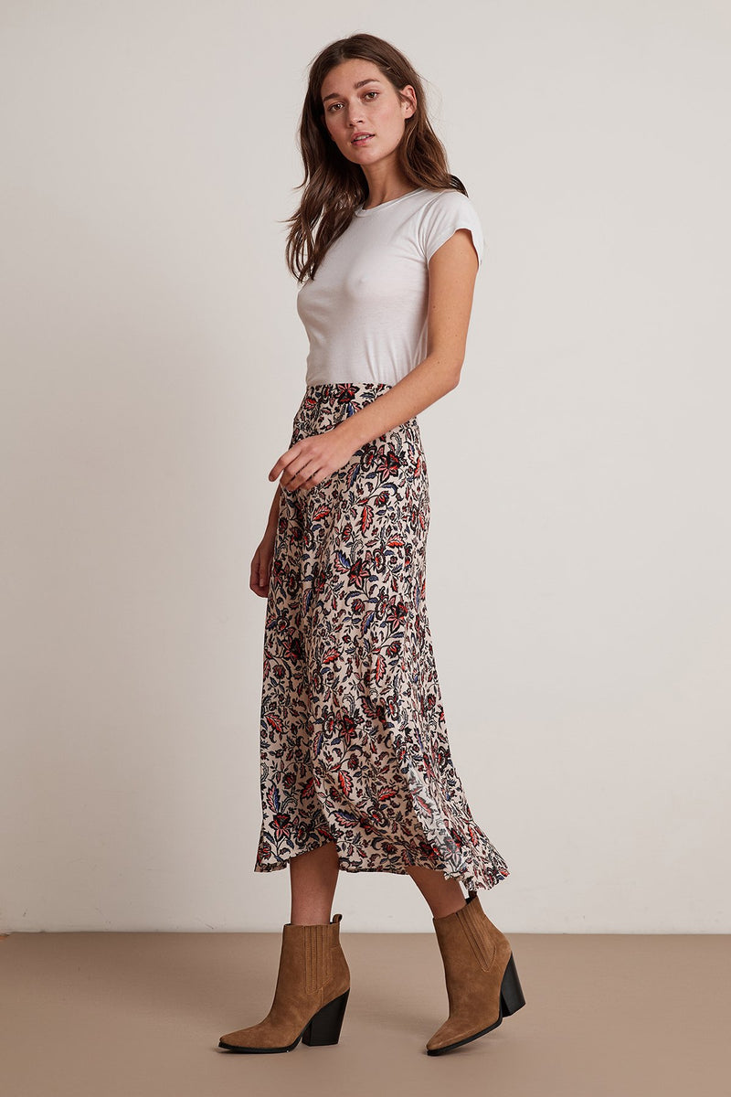 WILLA FLORAL CHALLIS MIDI SKIRT