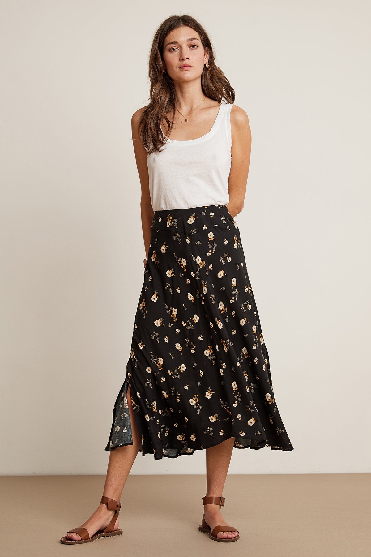 WILLA FLORAL CHALLIS MIDI SKIRT