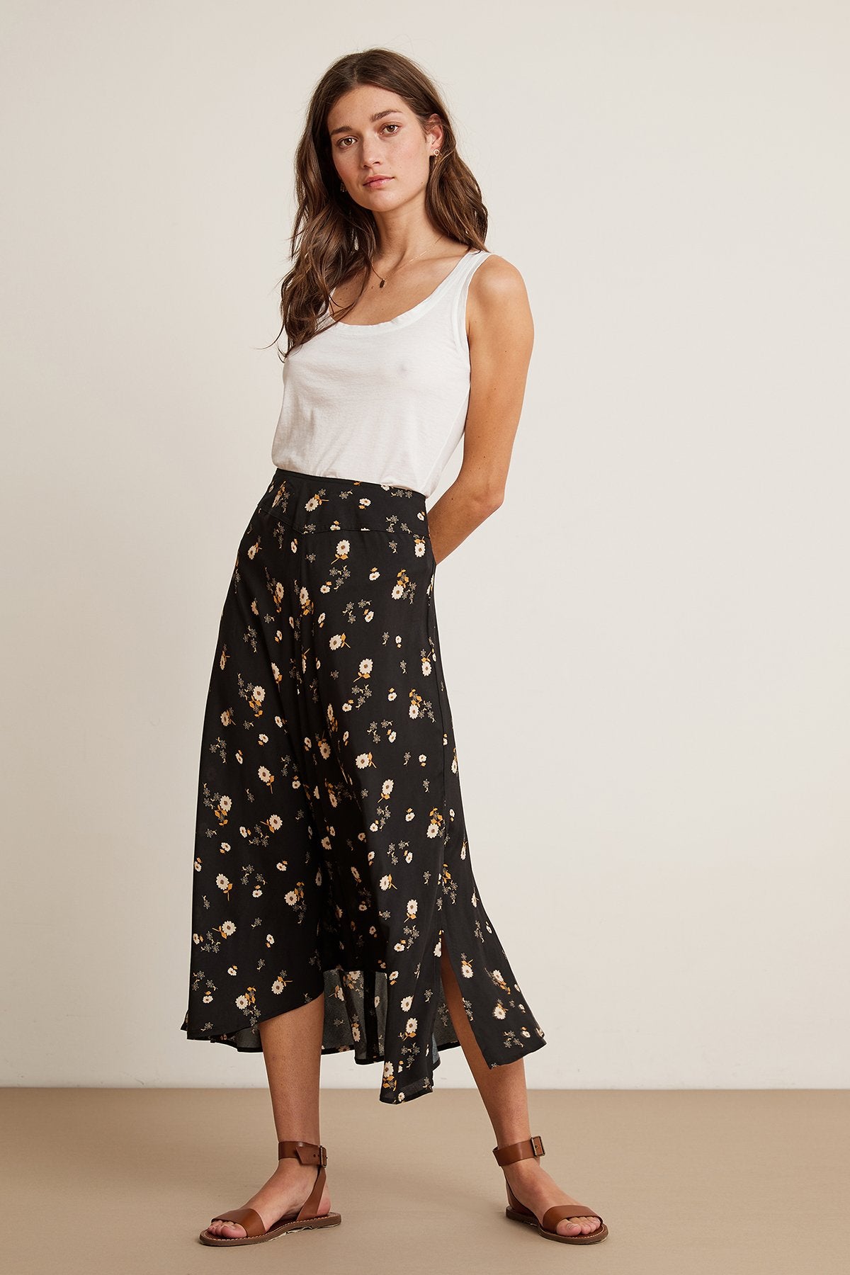 WILLA FLORAL CHALLIS MIDI SKIRT