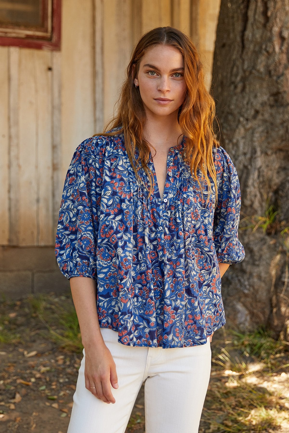 JUDE PRINTED VOILE BUTTON-UP BLOUSE