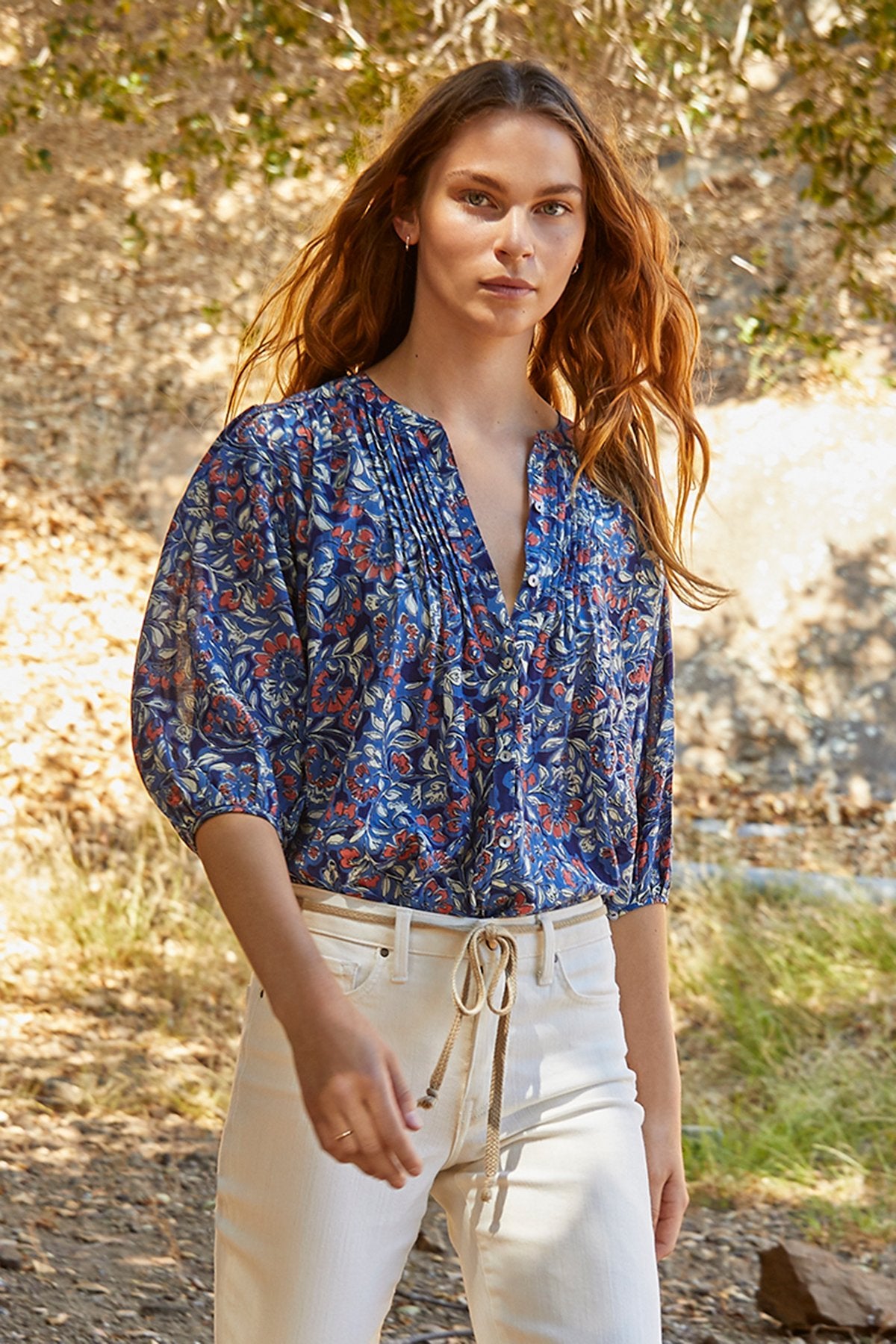 JUDE PRINTED VOILE BUTTON-UP BLOUSE