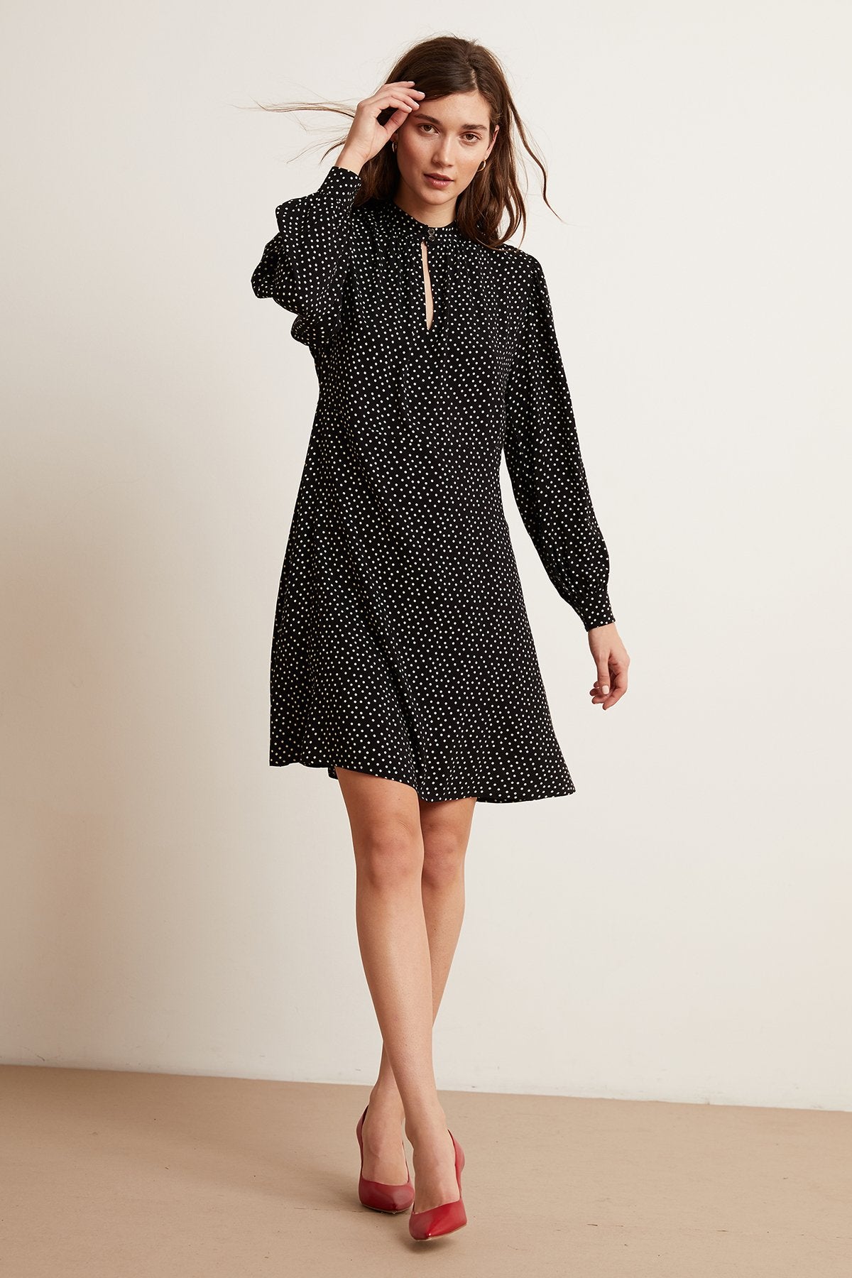 DELORES POLKA DOT LONG SLEEVE DRESS