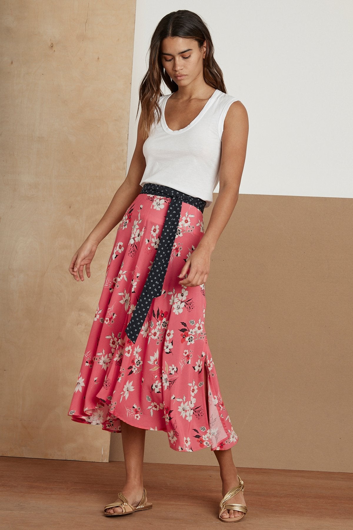 SUSANNAH PRINTED CHALLIS MIDI SKIRT