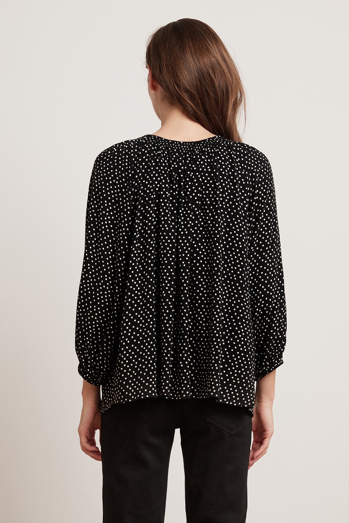 VALERIA POLKA DOT CHALLIS PEASANT TOP