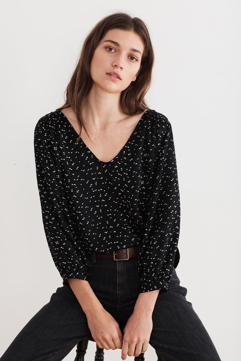 KRISTA PRINTED SATIN BLOUSE