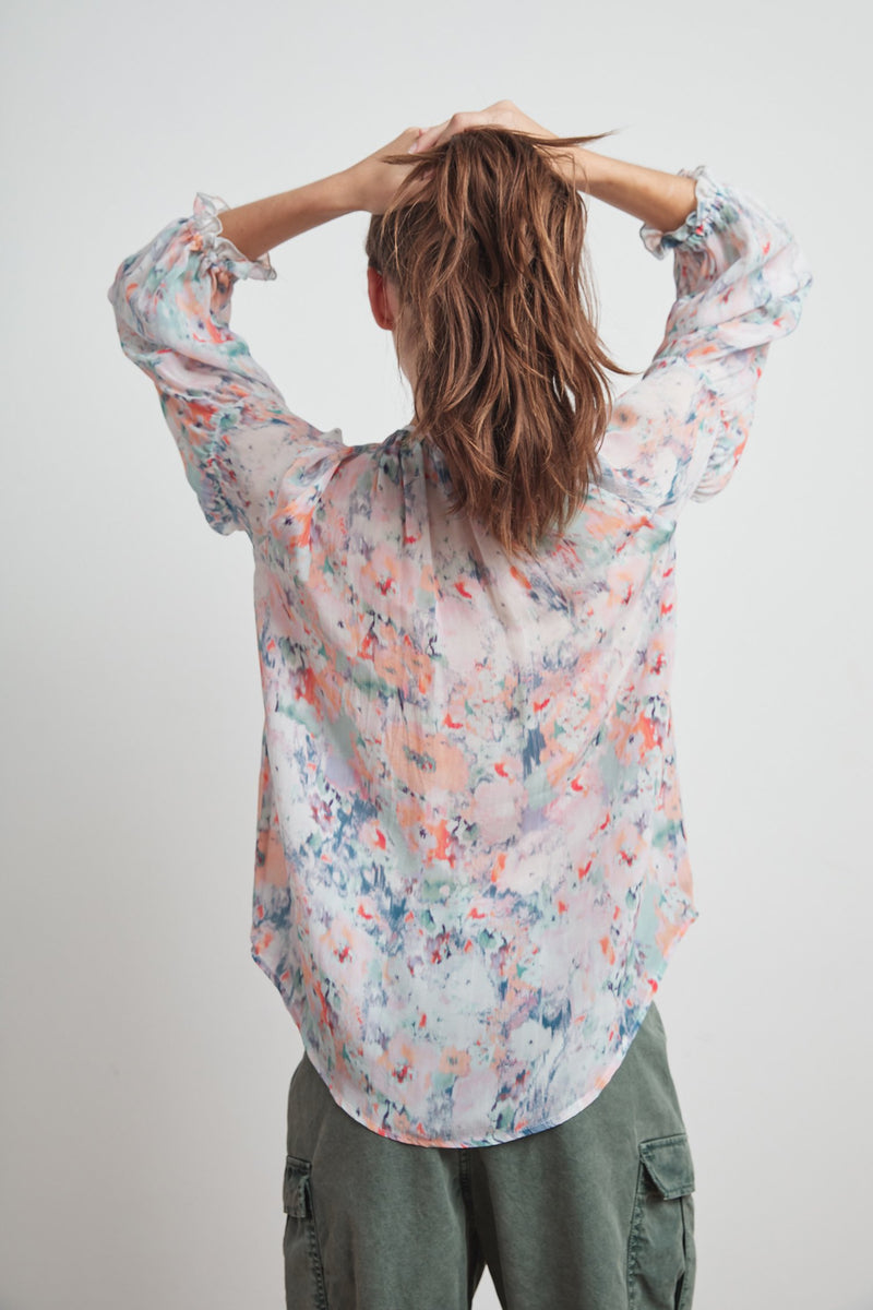 JESSA PRINTED VISCOSE PEASANT BLOUSE