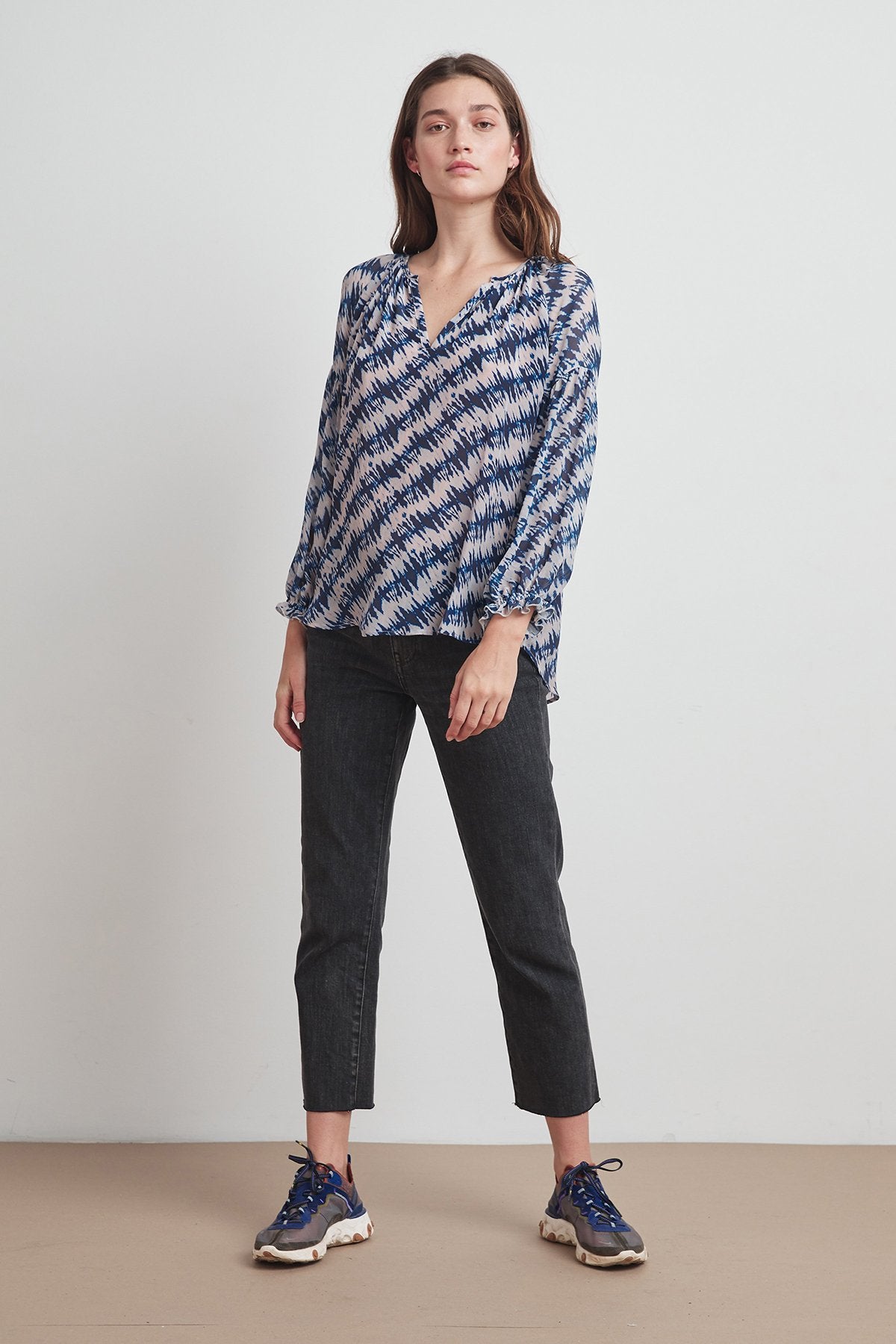 JESSA PRINTED VISCOSE PEASANT BLOUSE