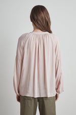 ELAINE RAYON CHALLIS LONG SLEEVE PEASANT TOP