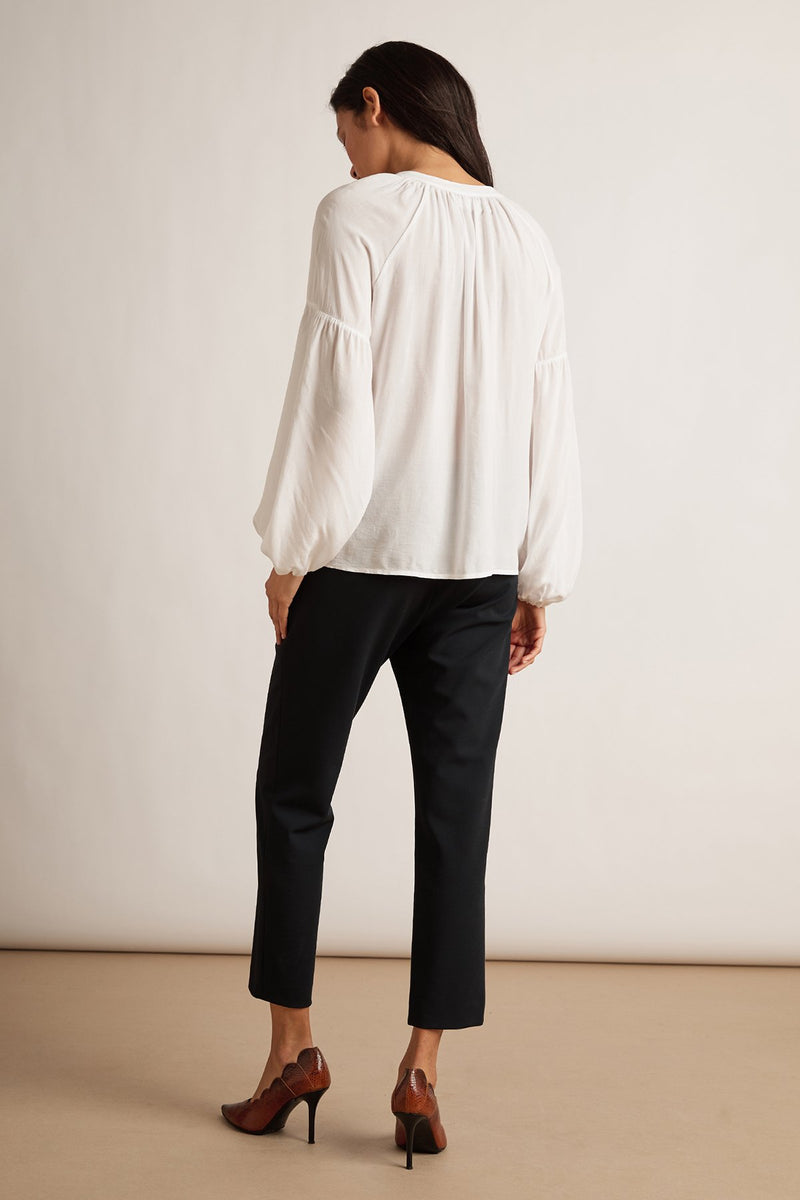 ELAINE RAYON CHALLIS LONG SLEEVE PEASANT TOP