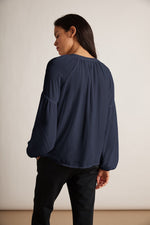 ELAINE RAYON CHALLIS LONG SLEEVE PEASANT TOP