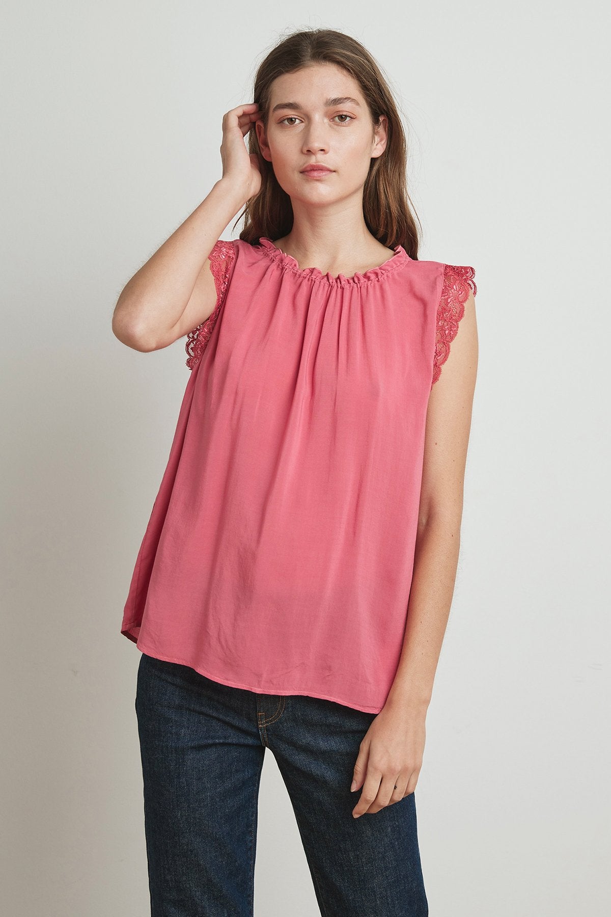 ELORA RAYON CHALLIS LACE BLOUSE