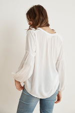 YULIA RAYON CHALLIS PEASANT SLEEVE BLOUSE