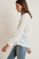 YULIA RAYON CHALLIS PEASANT SLEEVE BLOUSE