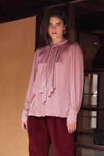 ALANNA SATIN VISCOSE BOW TIE BLOUSE