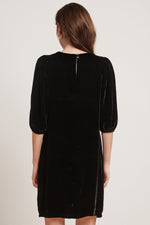 CARISSA SILK VELVET PUFF SLEEVE DRESS