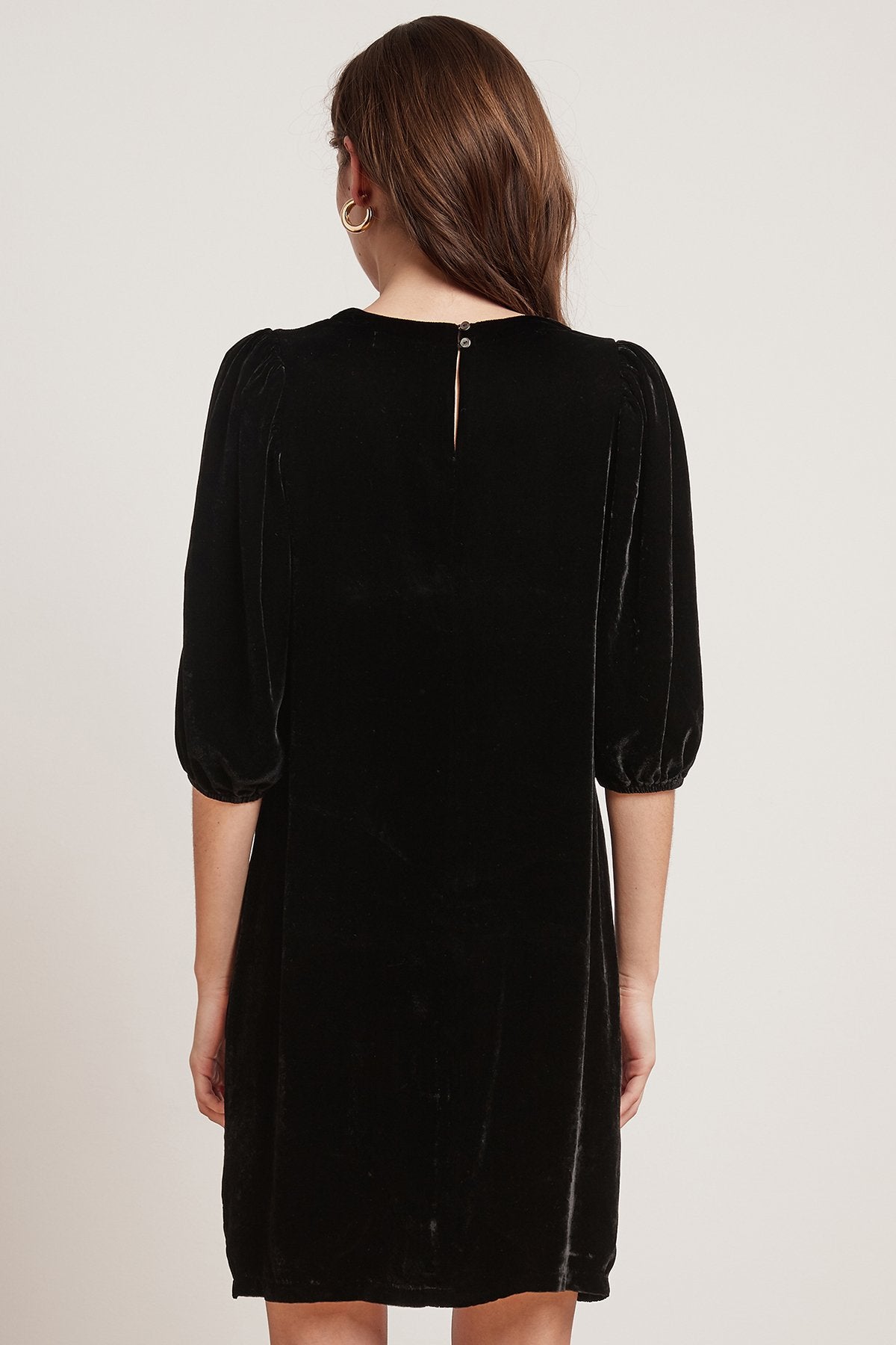 CARISSA SILK VELVET PUFF SLEEVE DRESS