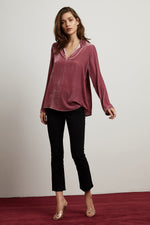 DALILI SILK VELVET COLLARED TOP