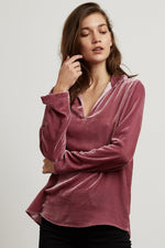 DALILI SILK VELVET COLLARED TOP