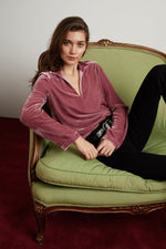 DALILI SILK VELVET COLLARED TOP