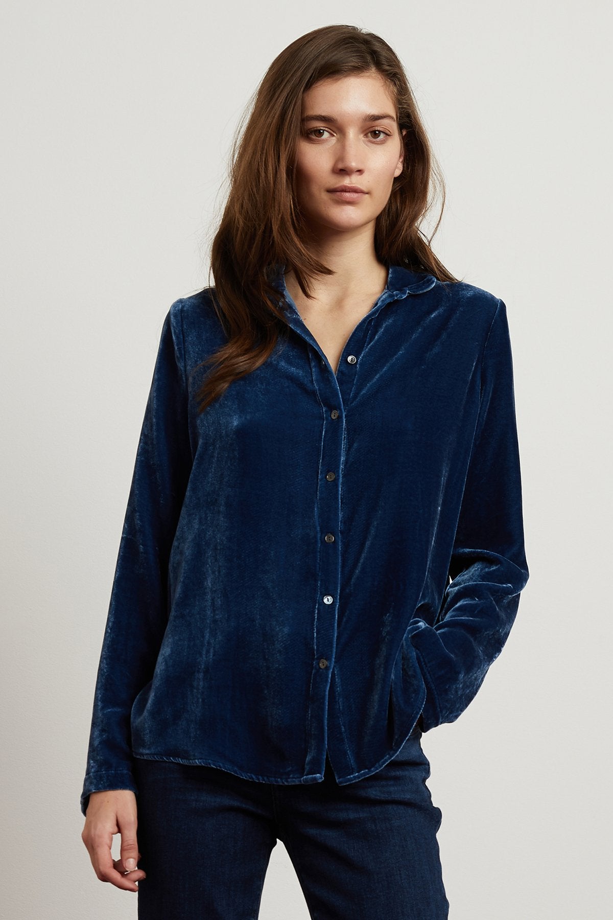 JENSINE VELVET BUTTON UP SHIRT