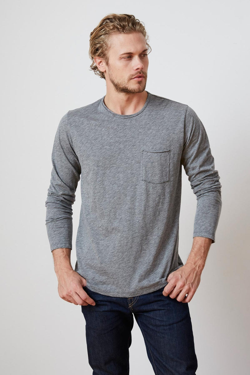 SIMEON CHARCOAL RAW EDGE COTTON SLUB TEE