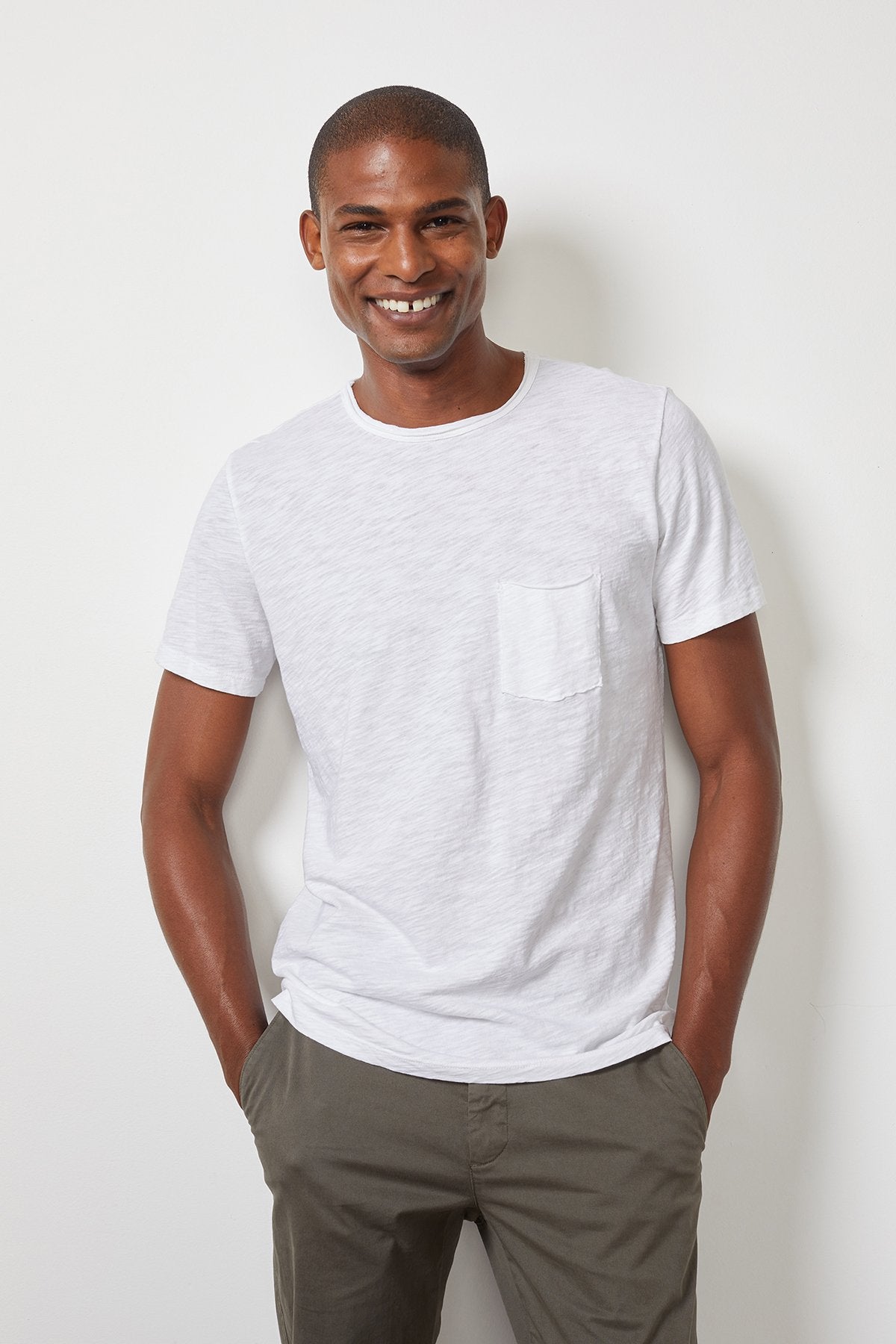 CHAD RAW EDGE COTTON SLUB POCKET TEE