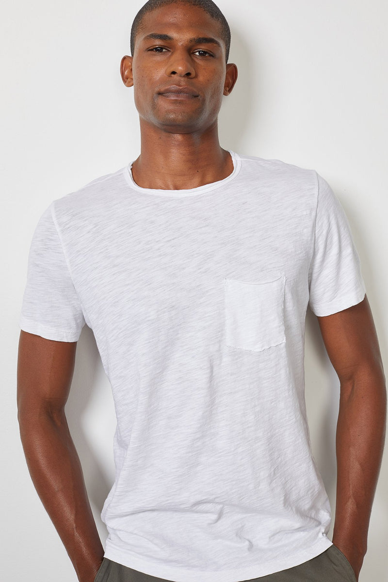 CHAD RAW EDGE COTTON SLUB POCKET TEE