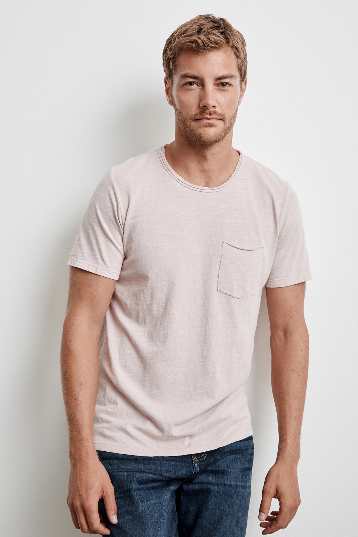 CHAD RAW EDGE COTTON SLUB POCKET TEE