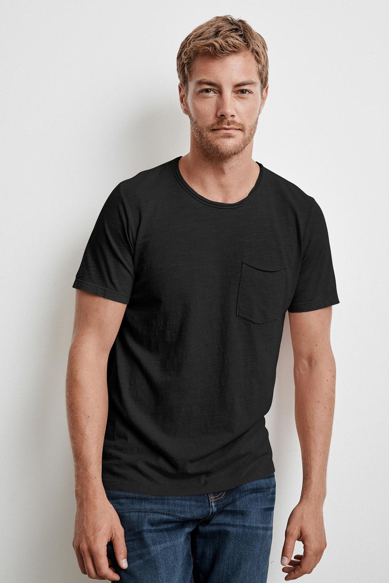 CHAD RAW EDGE COTTON SLUB POCKET TEE