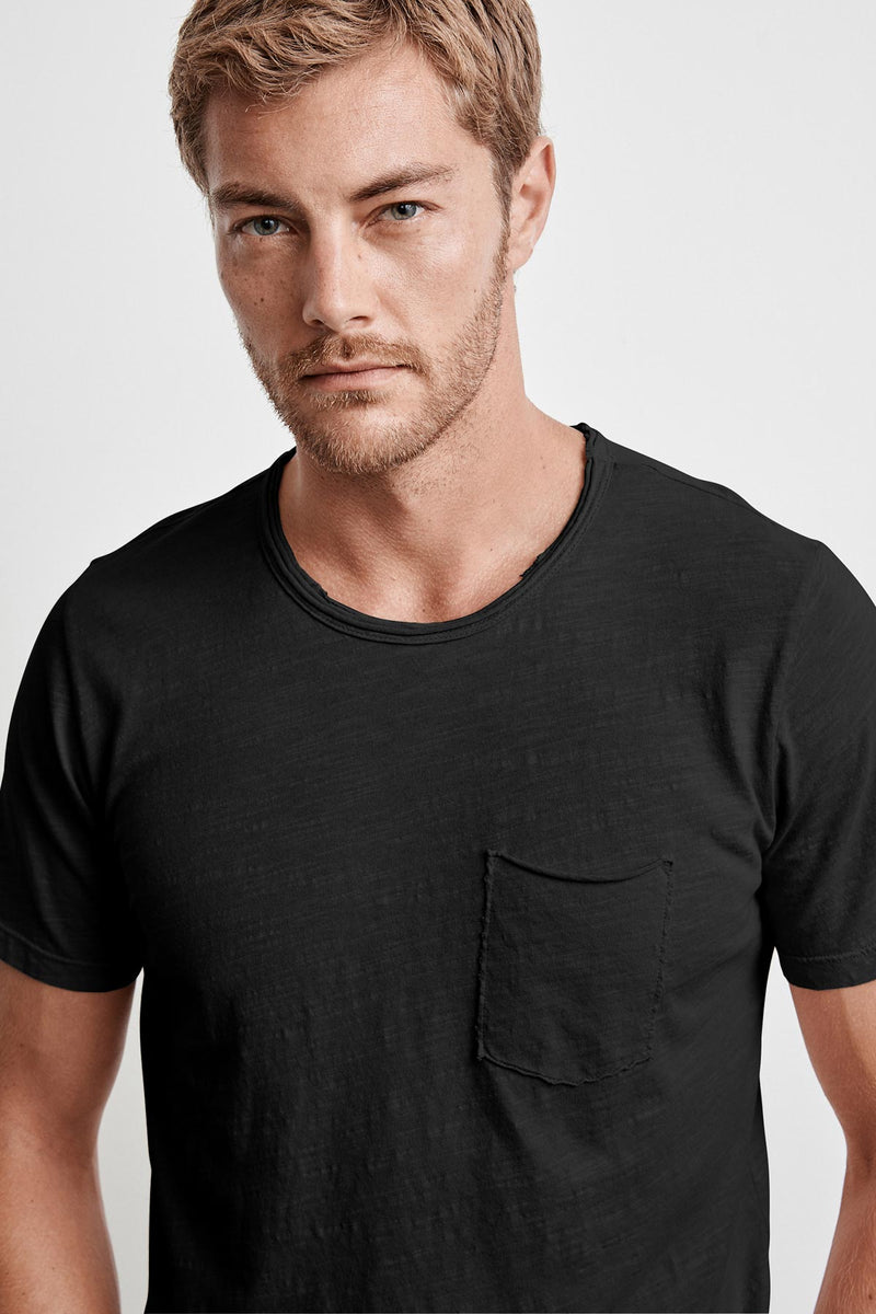 CHAD RAW EDGE COTTON SLUB POCKET TEE