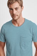 CHAD RAW EDGE COTTON SLUB POCKET TEE