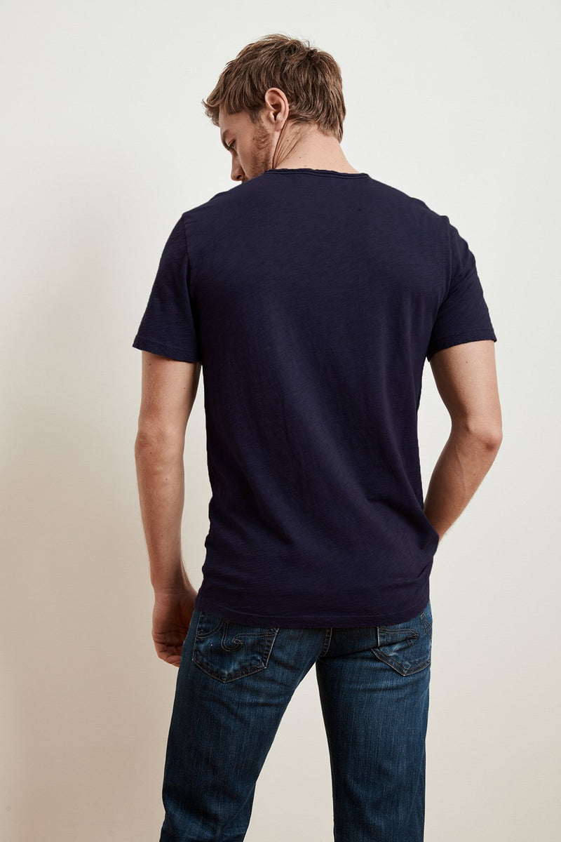 CHAD RAW EDGE COTTON SLUB POCKET TEE