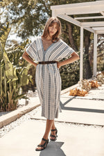 ZORA STRIPE JACQUARD CAFTAN DRESS