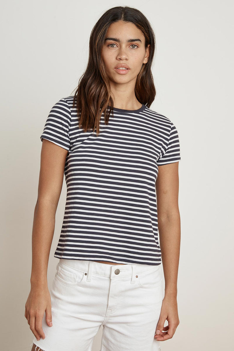 HADLEY STRIPE JERSEY CREW NECK TEE