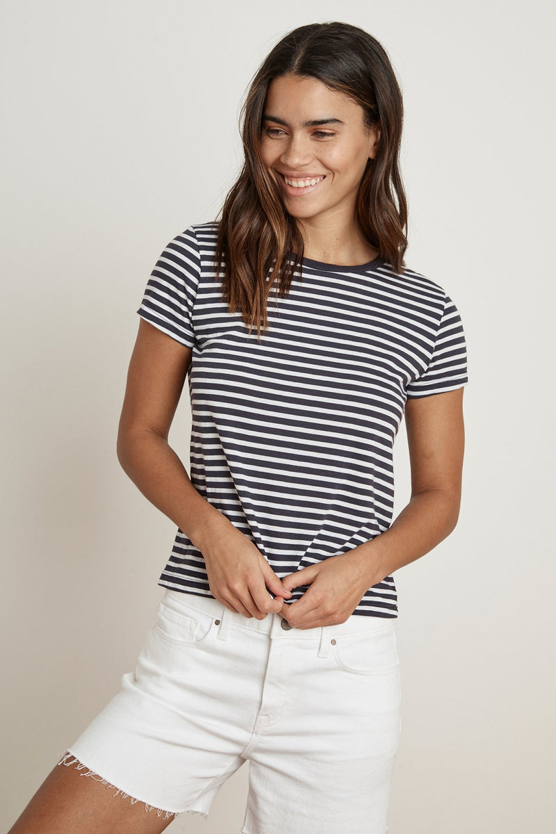 HADLEY STRIPE JERSEY CREW NECK TEE