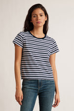 MIA STRIPE JERSEY SHORT SLEEVE CREW NECK TEE