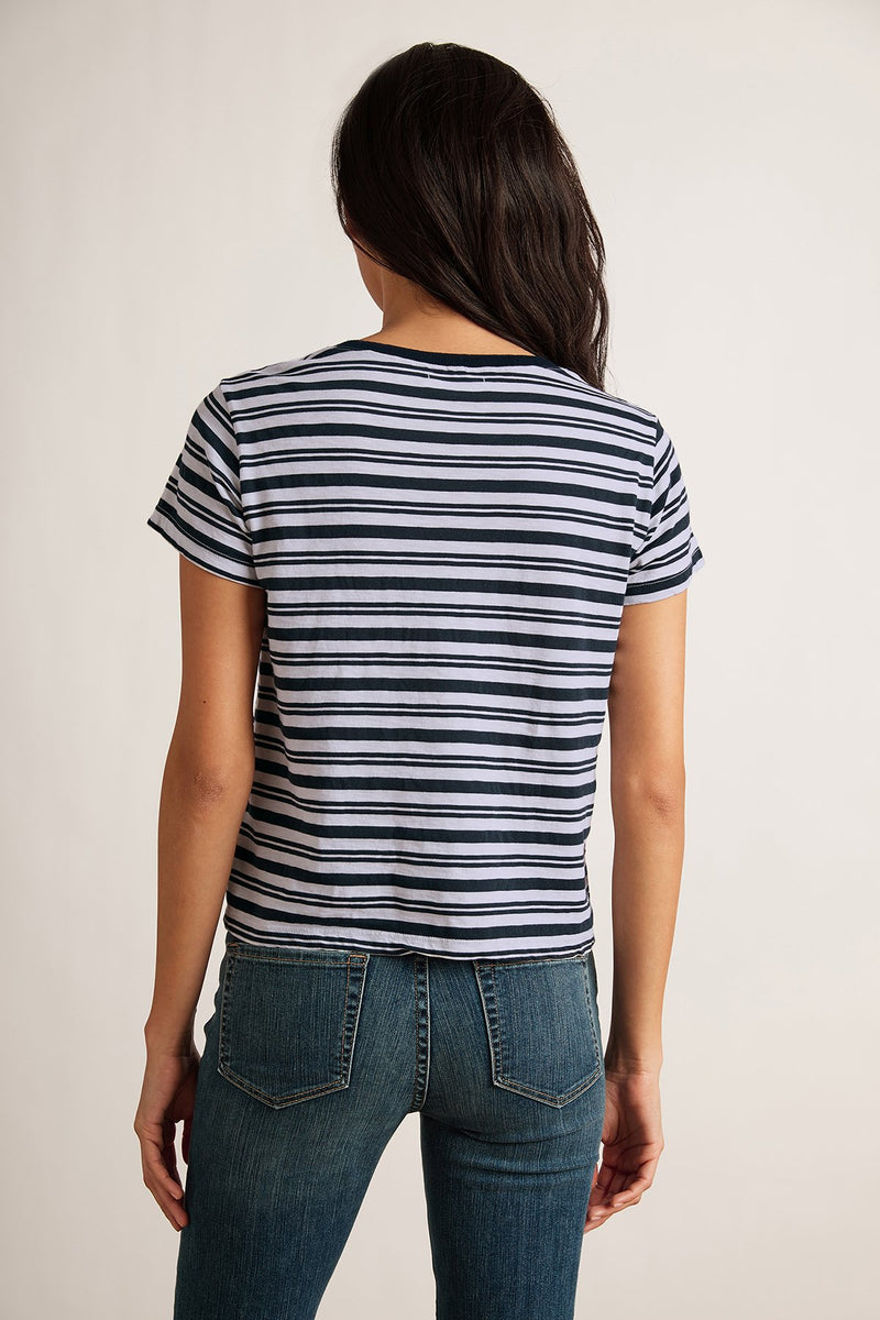 MIA STRIPE JERSEY SHORT SLEEVE CREW NECK TEE