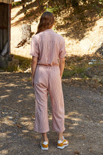 LEANN COTTON BLEND STRIPE JUMPSUIT