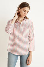 TAMMY STRIPE WOVEN LONG SLEEVE BUTTON-UP SHIRT