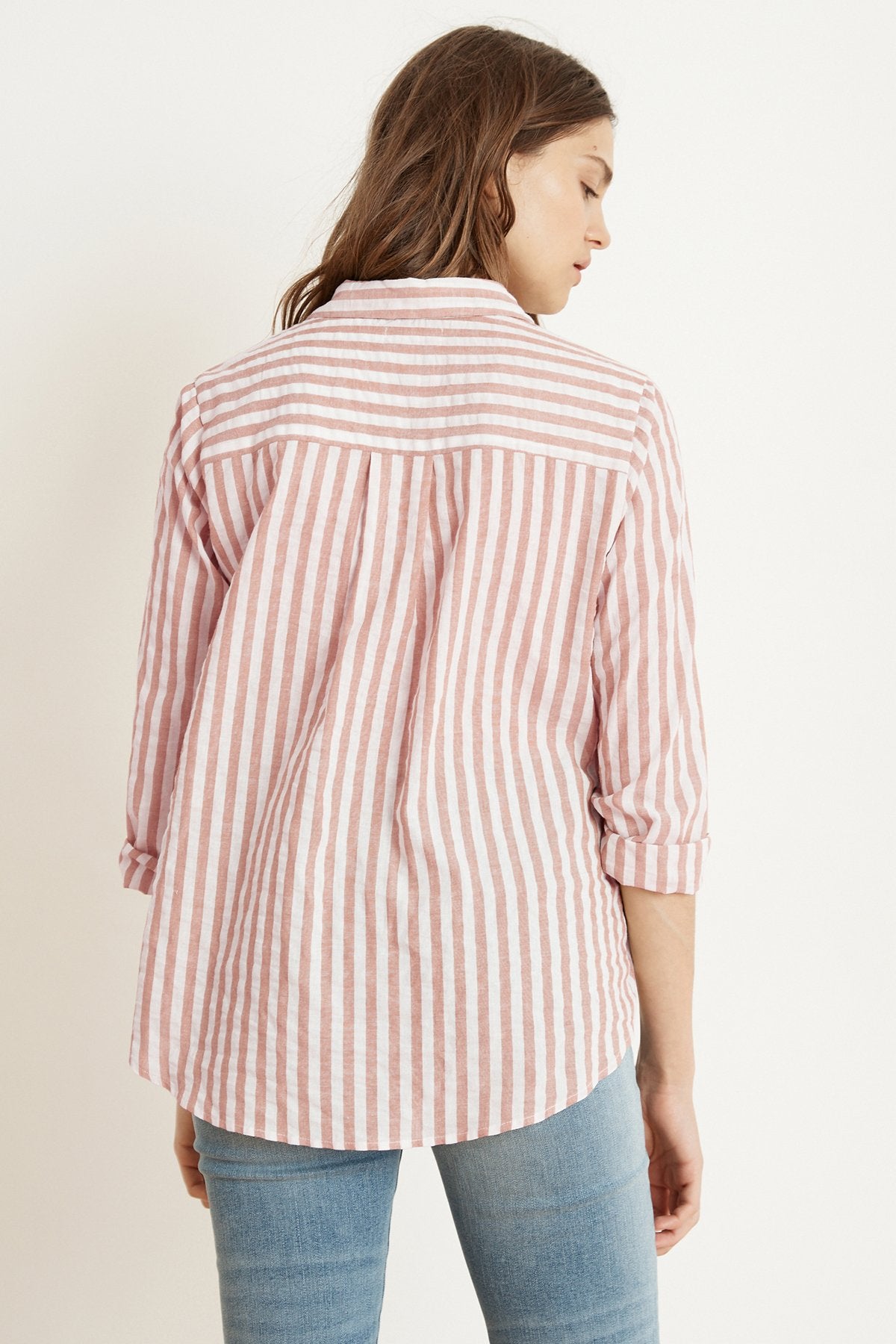 TAMMY STRIPE WOVEN LONG SLEEVE BUTTON-UP SHIRT