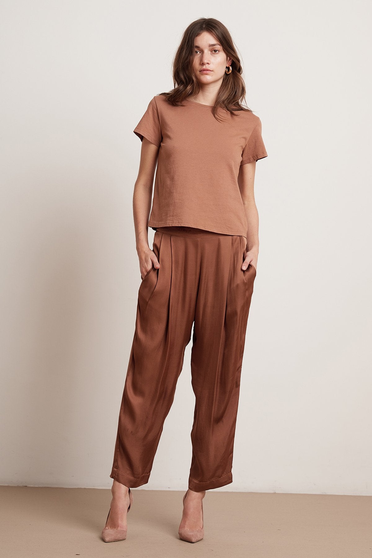 FRANKIE JERSEY SUEDE CREW NECK TEE