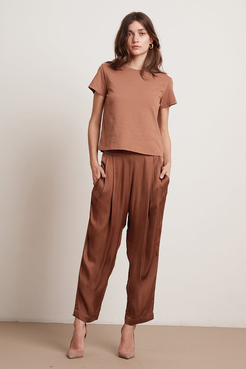 FRANKIE JERSEY SUEDE CREW NECK TEE