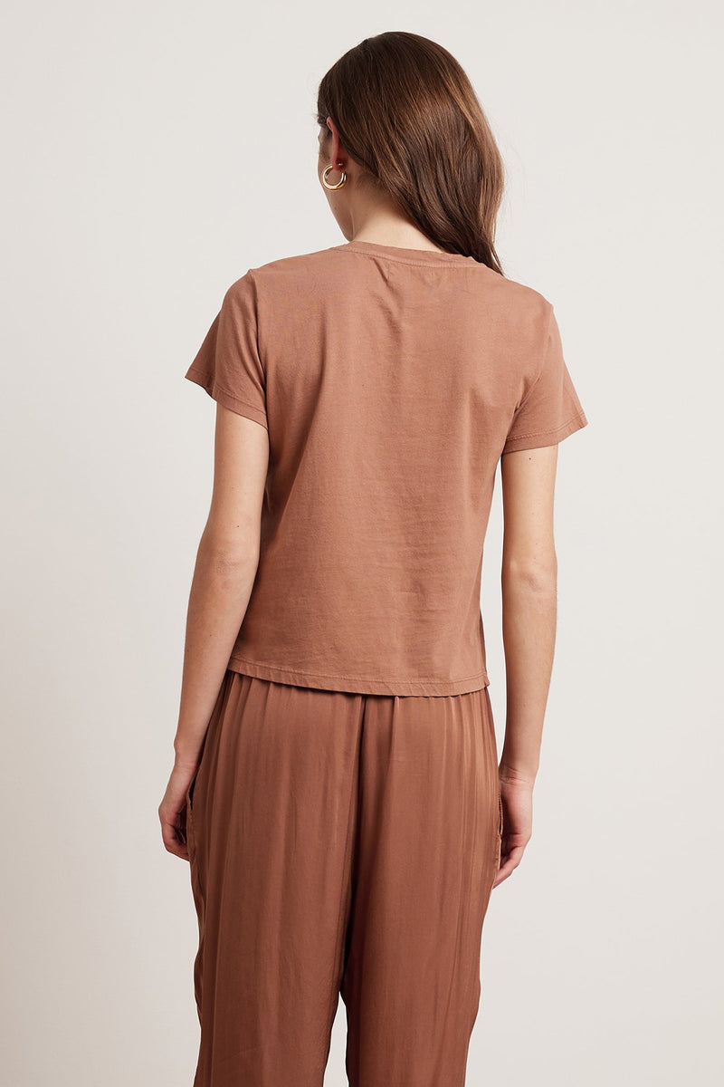 FRANKIE JERSEY SUEDE CREW NECK TEE